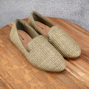 Birdies Starling Raffia Woven Flat In Olive Green Size 5 Summer
